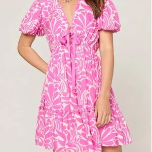 NWT Francesca Womens Suzy Floral Pink Tie Front Mini Dress, Size XL